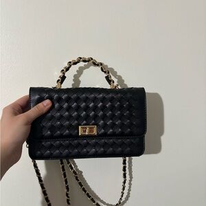 Elegant Black Woven Handbag